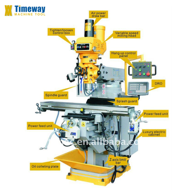 3.75kW Spindle Motor Power Vertical Turret Miller Swivel Head Milling Machine for Your